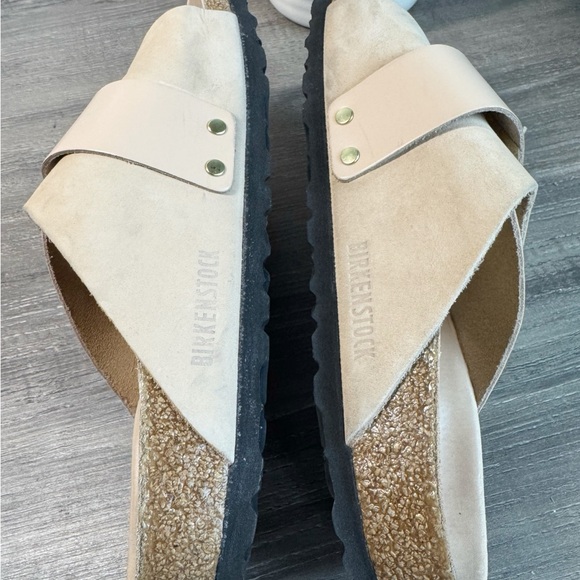 Birkenstock Kyoto New Beige Nubuck Slide Sandals size EU38/US7-8 EUC $160 - Picture 14 of 15